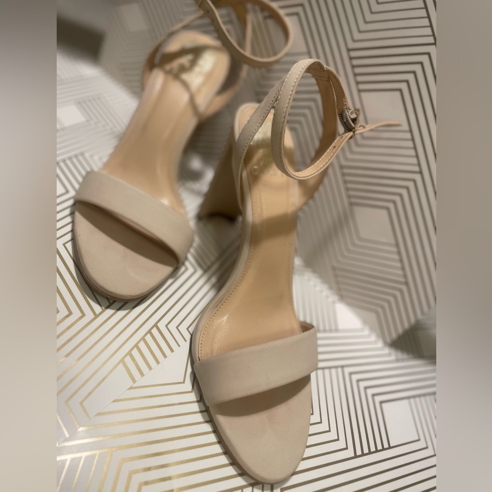 Vince Camuto Beige Ankle Strap Heels